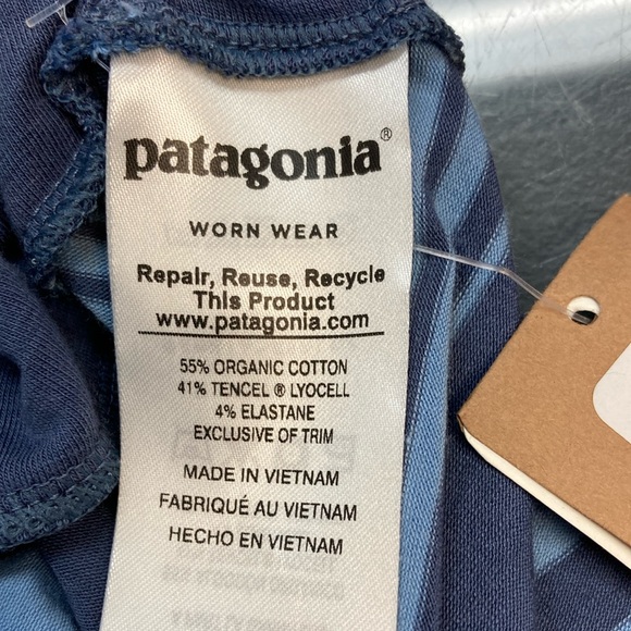 Patagonia Skirt Dress NWT size Large Organic Cotton striped blue convertible - Picture 6 of 11